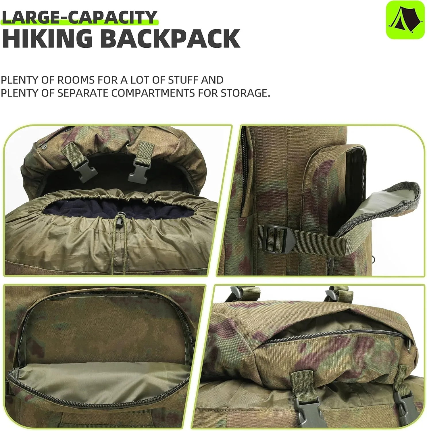 100L Camping Hiking Backpack Molle Rucksack Military Camping Backpacking Daypack