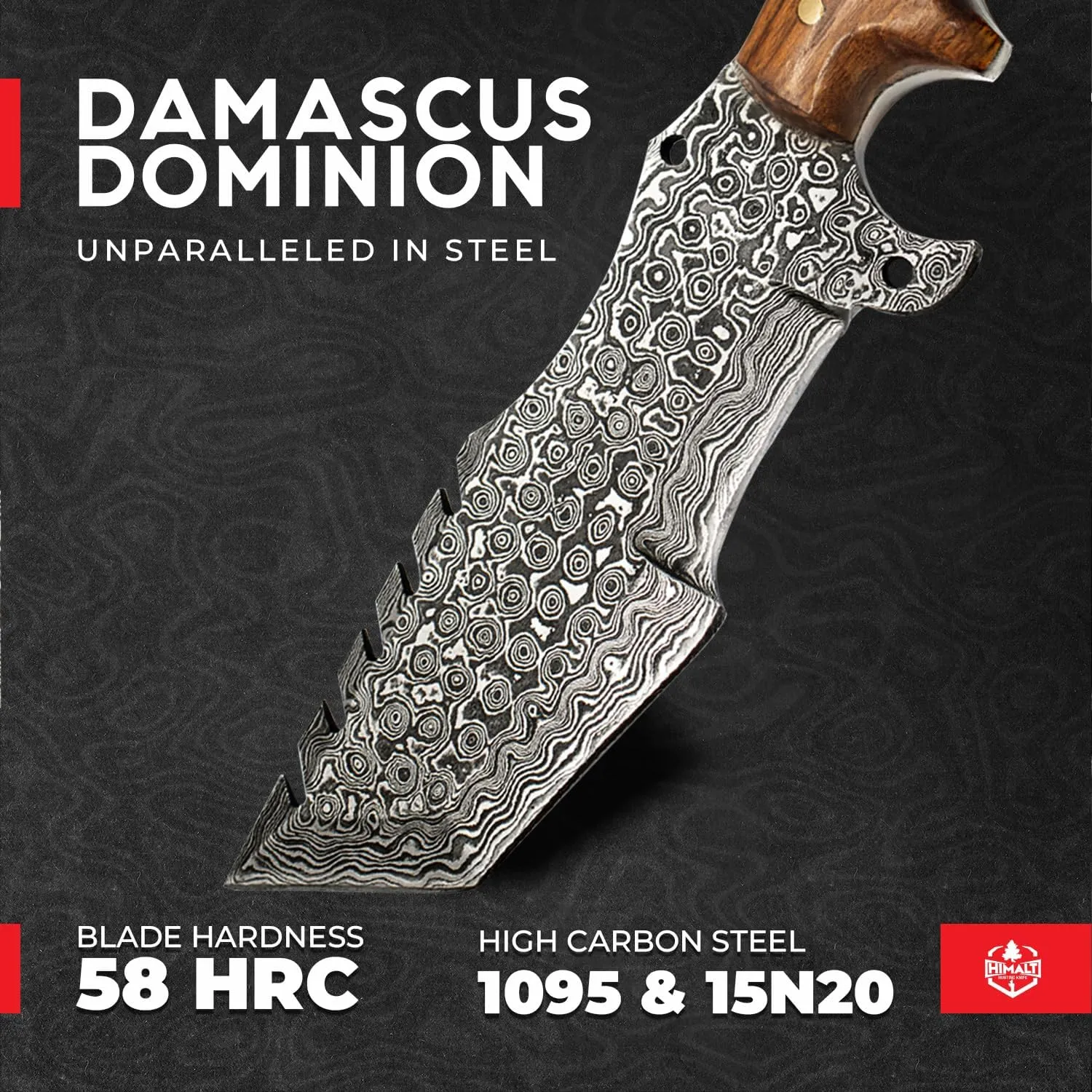 10.5” Handmade Damascus knife- Fixed Blade Hunting Knife with Sheath-Rosewood Handle-Bushcraft knife-Survival Knife-Camping knife- Ideal For EDC, skinning, Camping, Outdoor-Best Hunting Knives For Men.