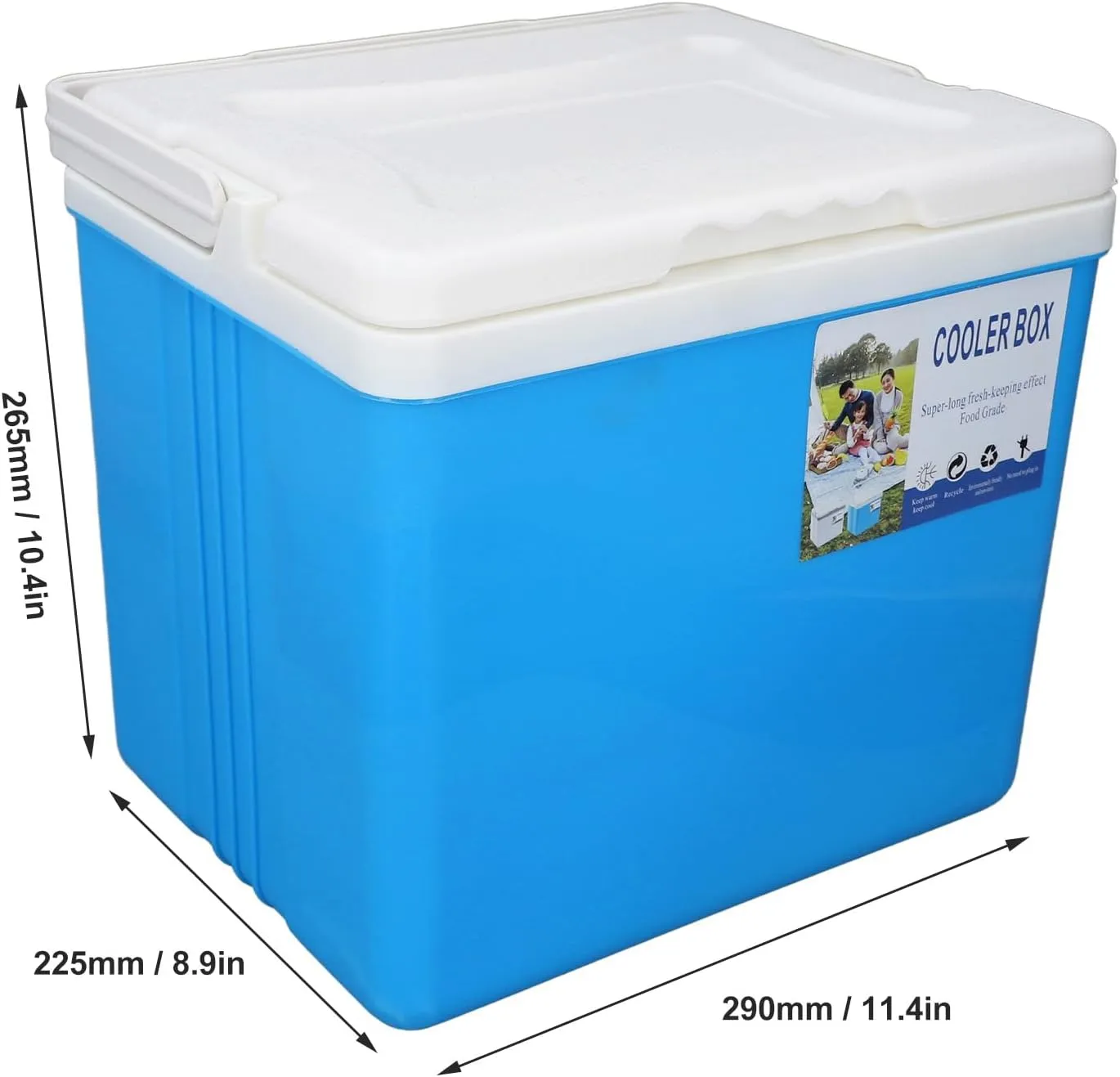 10L Large Portable Cooler, Insulation Hard Cooler with Sturdy Handle, Ice Chest Lunch Box, Travel Iced Drink Box for Outdoor Camping, Picnic, BBQ, Fishing or Commercial Use (Blue)