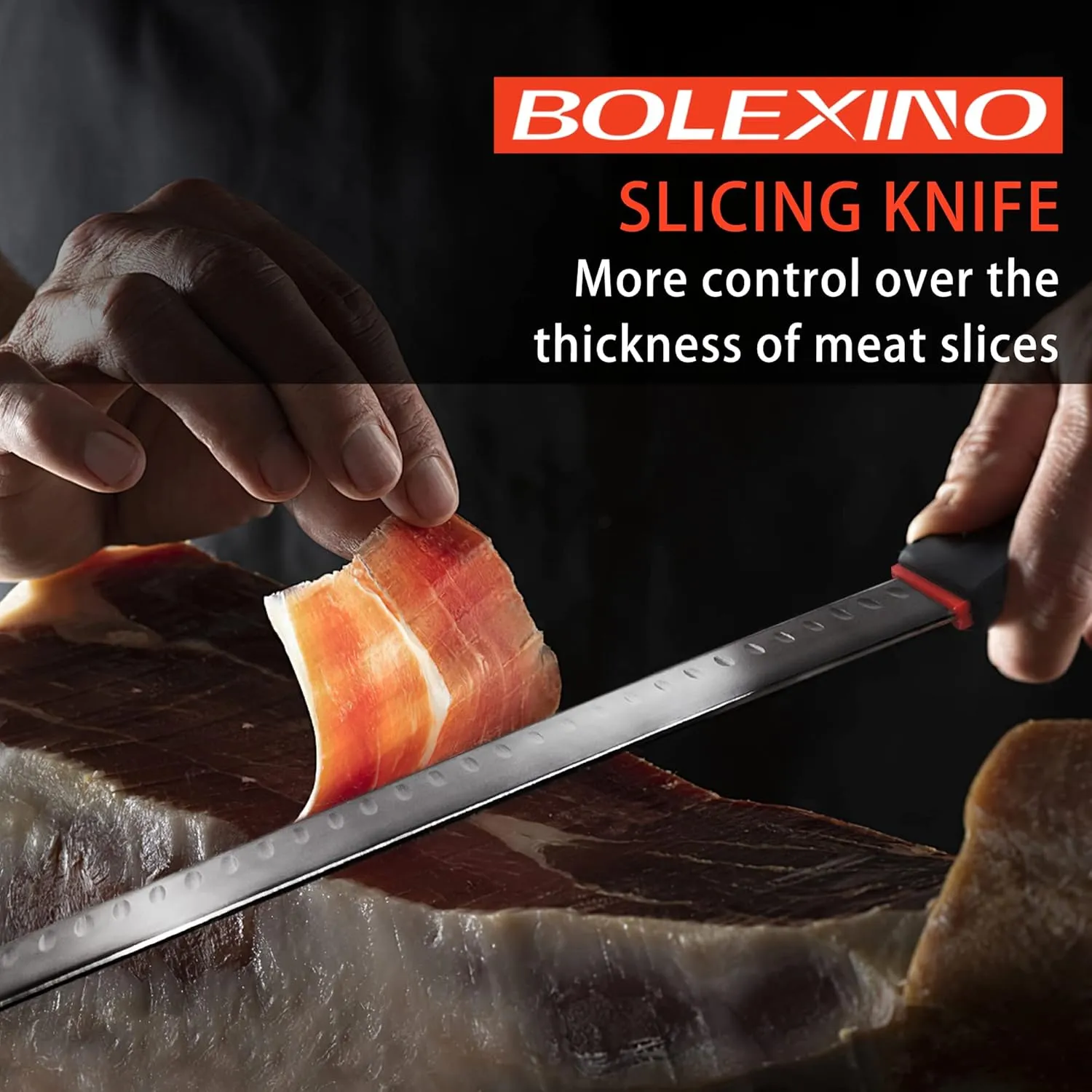 12 Inch Carving Slicing Knife, Sharp Premium Ham Slicer knife, Great for Slicing Roasts, Meats, Fruits and Vegetables (12" carving knife)