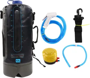 12L Capacity Camping Shower Bag, TPU Camping Shower Bag Portable Shower Bag with Pump and Water Tube Suitable for Beach Swimming Hiking Outdoor Traveling