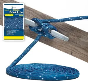 1/2" x 20' Royal Blue - (2 Pack) - Reflective Double Braided Nylon Dock Line - for Boats up to 35' - Long Lasting Mooring Rope - Strong Nylon Dock Ropes for Boats - Marine Grade Sailboat Docking Rope