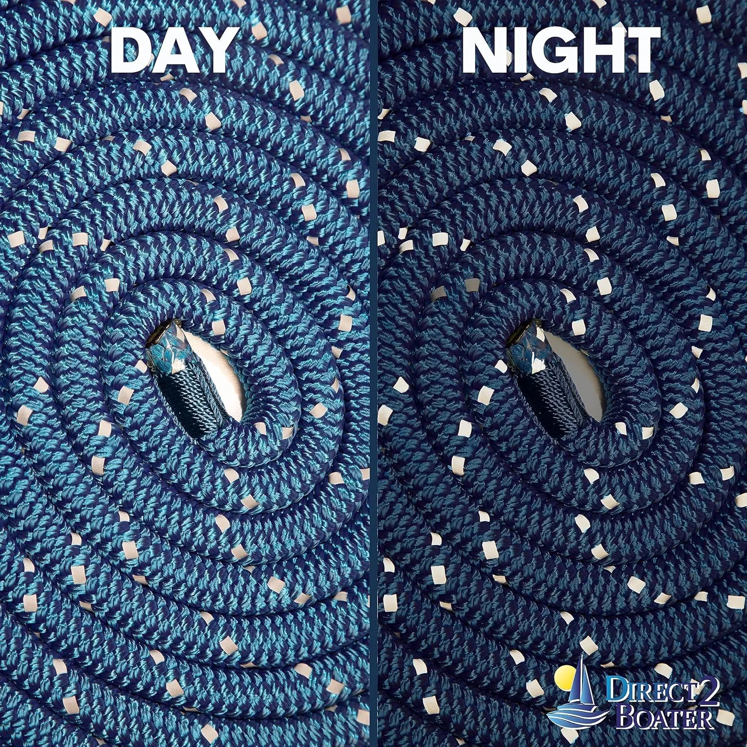 1/2" x 20' Royal Blue - (2 Pack) - Reflective Double Braided Nylon Dock Line - for Boats up to 35' - Long Lasting Mooring Rope - Strong Nylon Dock Ropes for Boats - Marine Grade Sailboat Docking Rope
