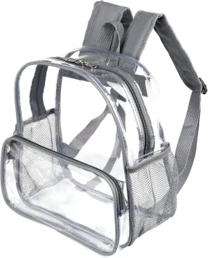 12x6x12 Clear Backpack Stadium Approved with Reinforced Straps,Mini Small Clear Bag for Stadium Events,Festival,Concerts,Sporting Events,Game-Gray