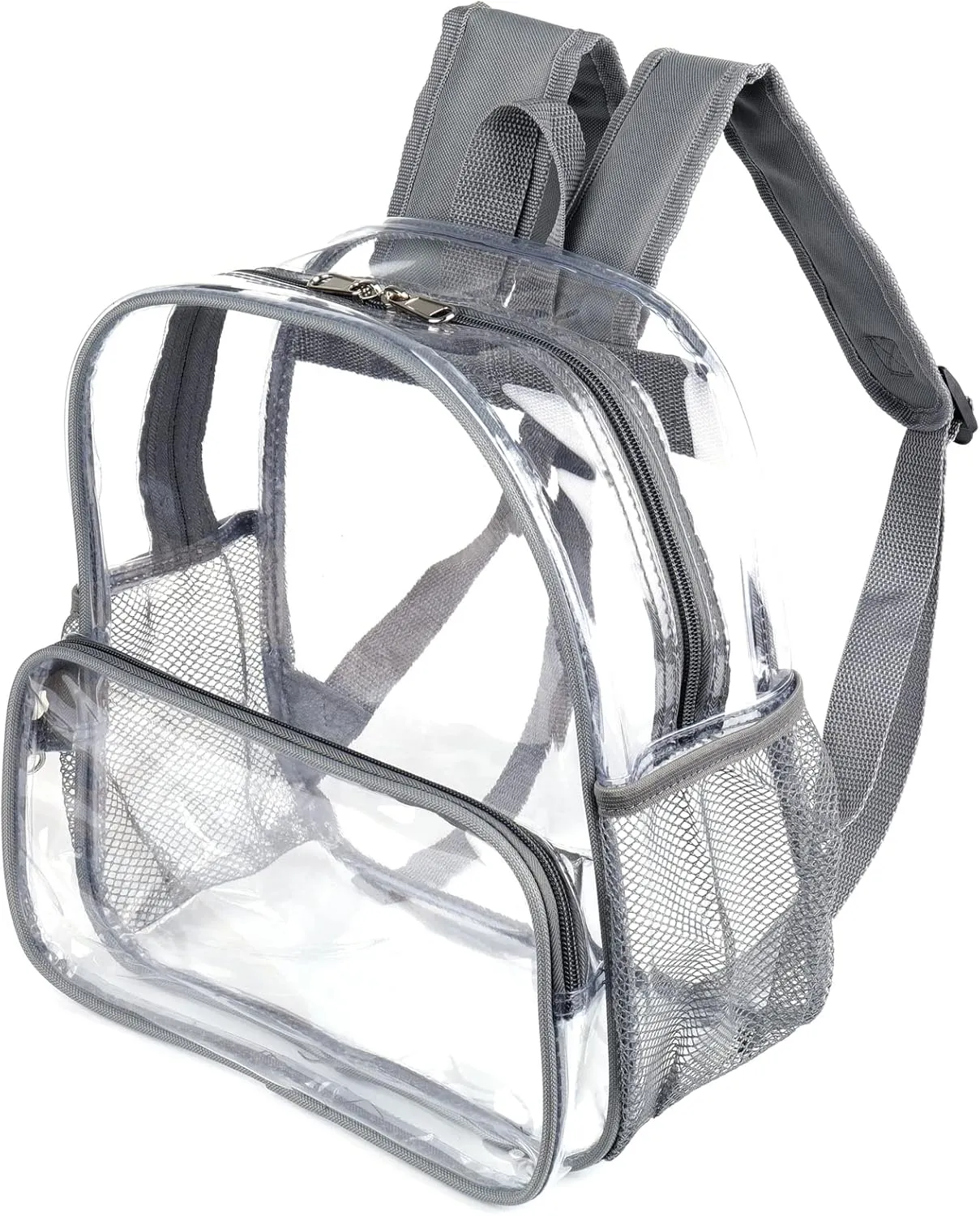 12x6x12 Clear Backpack Stadium Approved with Reinforced Straps,Mini Small Clear Bag for Stadium Events,Festival,Concerts,Sporting Events,Game-Gray