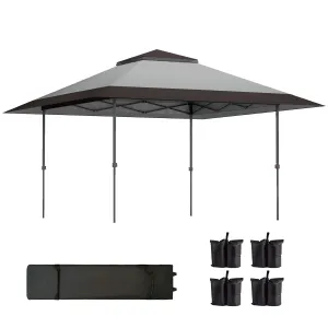 13' x 13' Pop Up Canopy Tent, UPF50  Sun Protection, Height Adjustable with Sand Bags, Gray