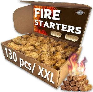 130 pcs Fire Starter, Natural Fire Starters for Fireplace, BBQ, Chimney, Pizza Oven - Fire Starters for Grill, Charcoal Starter, Pellet Stove & Wood, Fire Pit, Smoker,