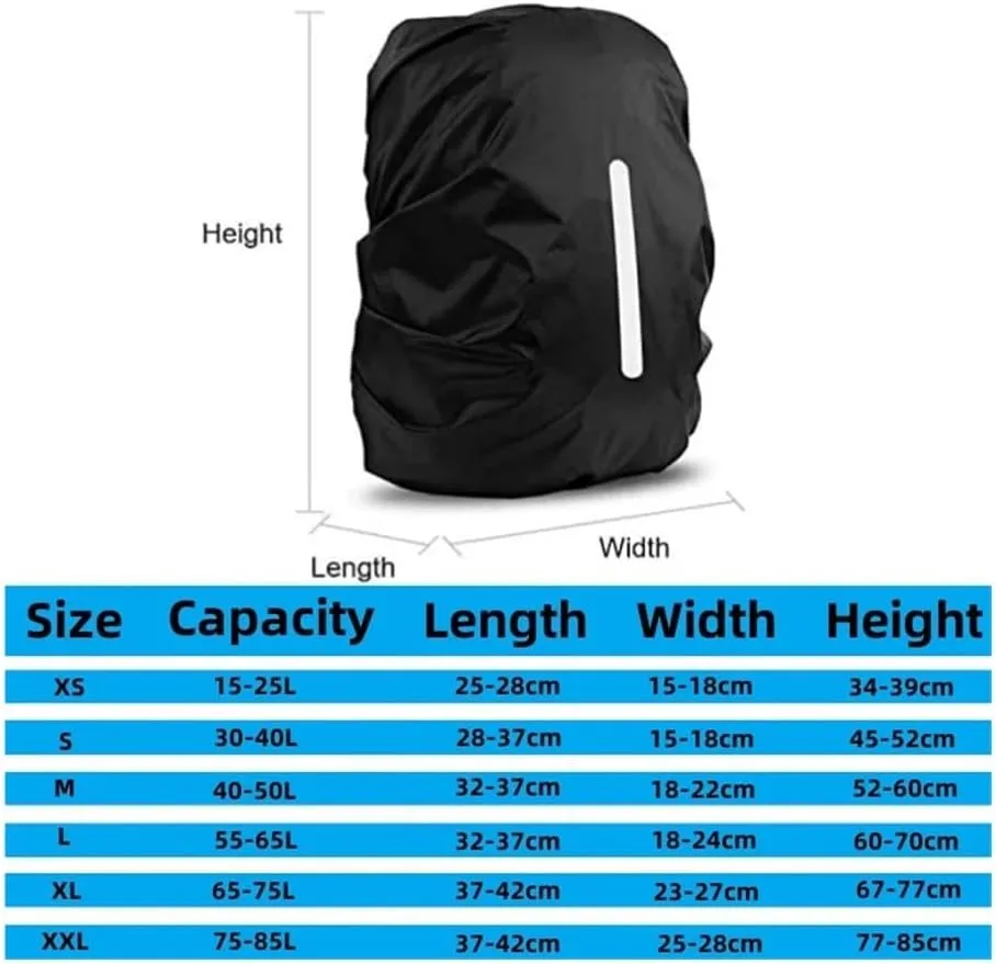 15-85L Waterproof Backpack Rain Cover Ultralight Hi-Visibility with Reflective Strip Anti-dust for Hiking Camping Cycling Travel