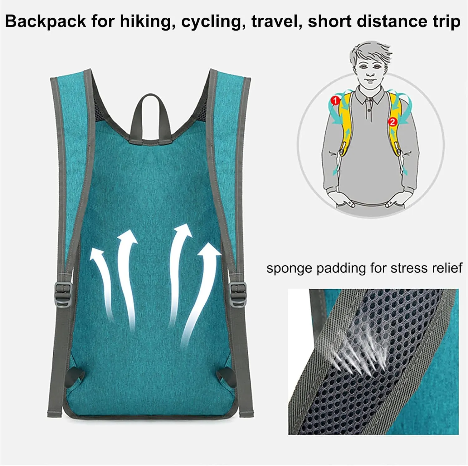 15L Hiking Backpack Foldable Ultralight Hiking Pack Small Travel Backpackfor Women Men(Red)