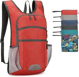 15L Hiking Backpack Foldable Ultralight Hiking Pack Small Travel Backpackfor Women Men(Red)