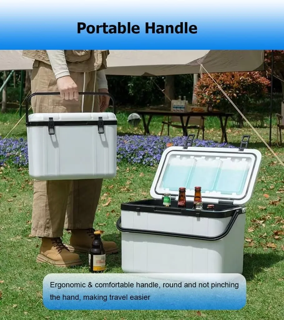 18/32 Quarts Triple-Layered Drybox Cooler and Small Hard Shell Lunchbox, Insulated Cooler with Handle Ice Pail for Camping