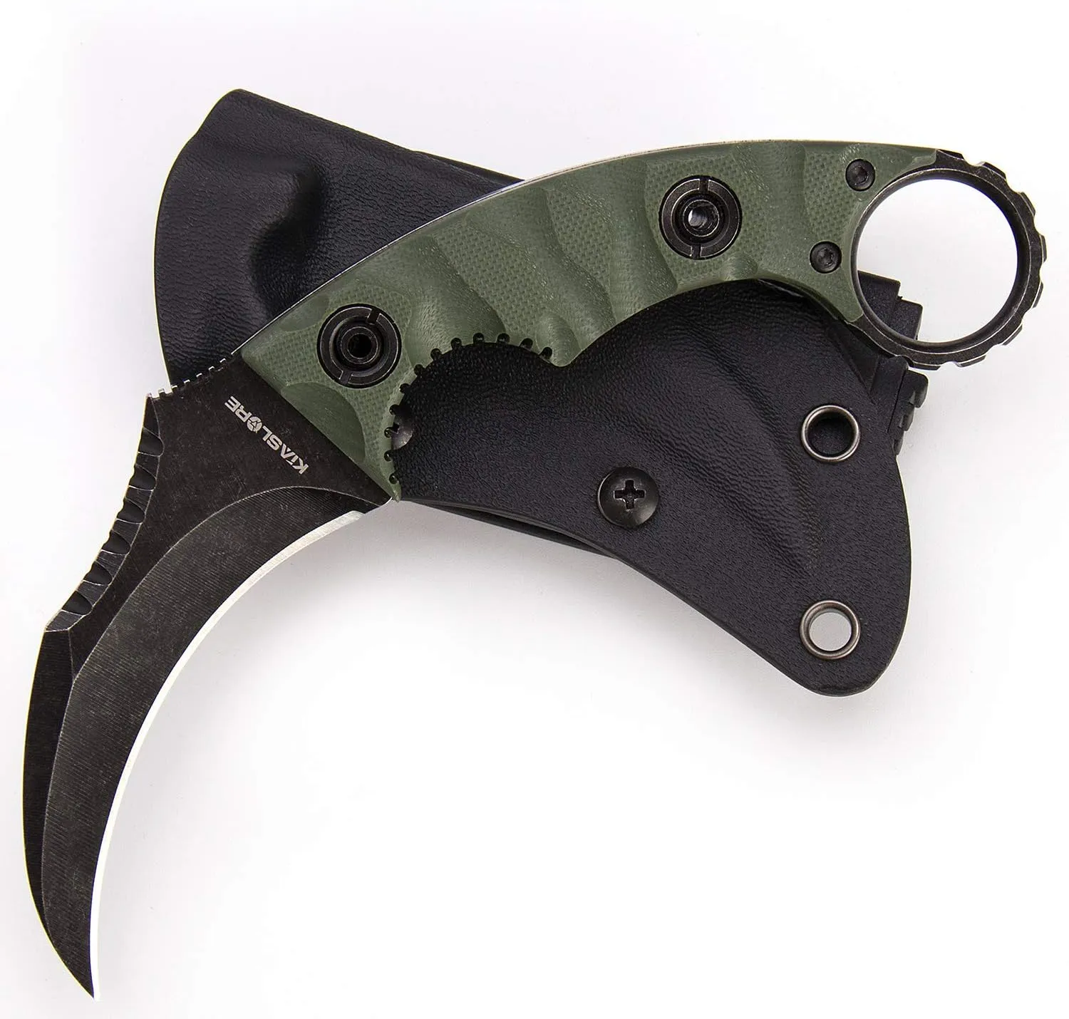 1911K Tactical Knife Fixed Blade Teeth Knife D2 Curved Blade & G10 Handle for Outdoor Survival, Camping, Bushcraft and Hunting, with Sheath