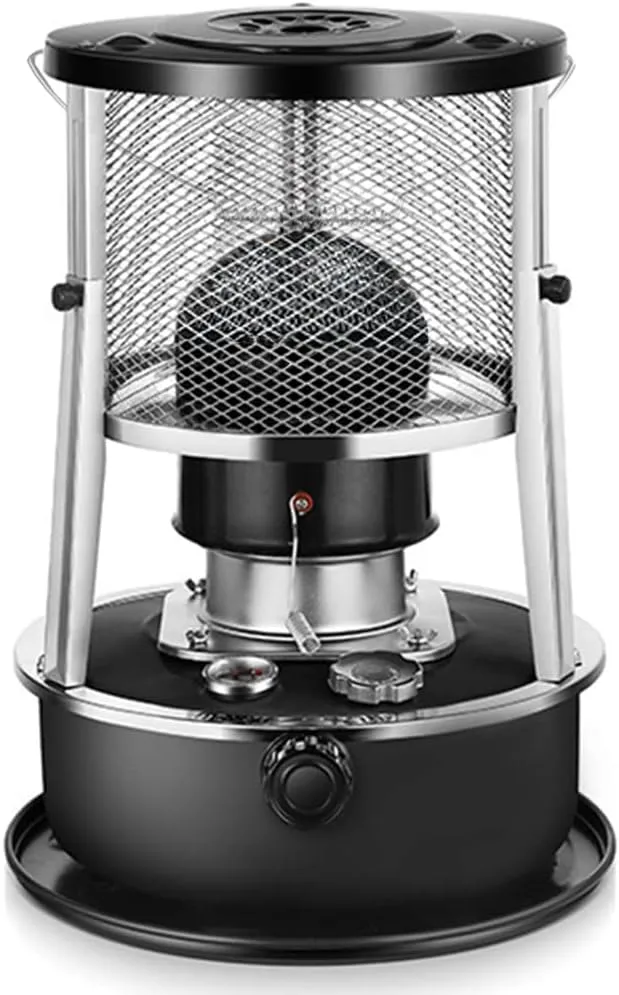 2 in 1 Portable Kerosene Heater & Stove, 9000 BTU, Non-Electric Indoor/Outdoor Heater for Camping, Hunting, Cooking, Home, Garage, and Emergency Preparedness - Black