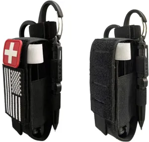 2 Pack Tq Pouch Holder Molle Tourniquet Pouch, Tactical Tq Tourniquet & Trauma Medical Shear Pouch Holder