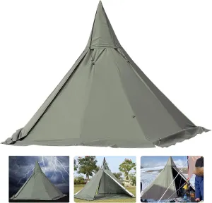 2 Person Camping Teepee Tent,4-Season 2 Doors Lightweight Camping Teepee Tent w/Fire Retardant Flue Pipes Window Ventilation Window 7.2FT Portable Indoor Outdoor Lawn Play Tent(No Inner Tent)