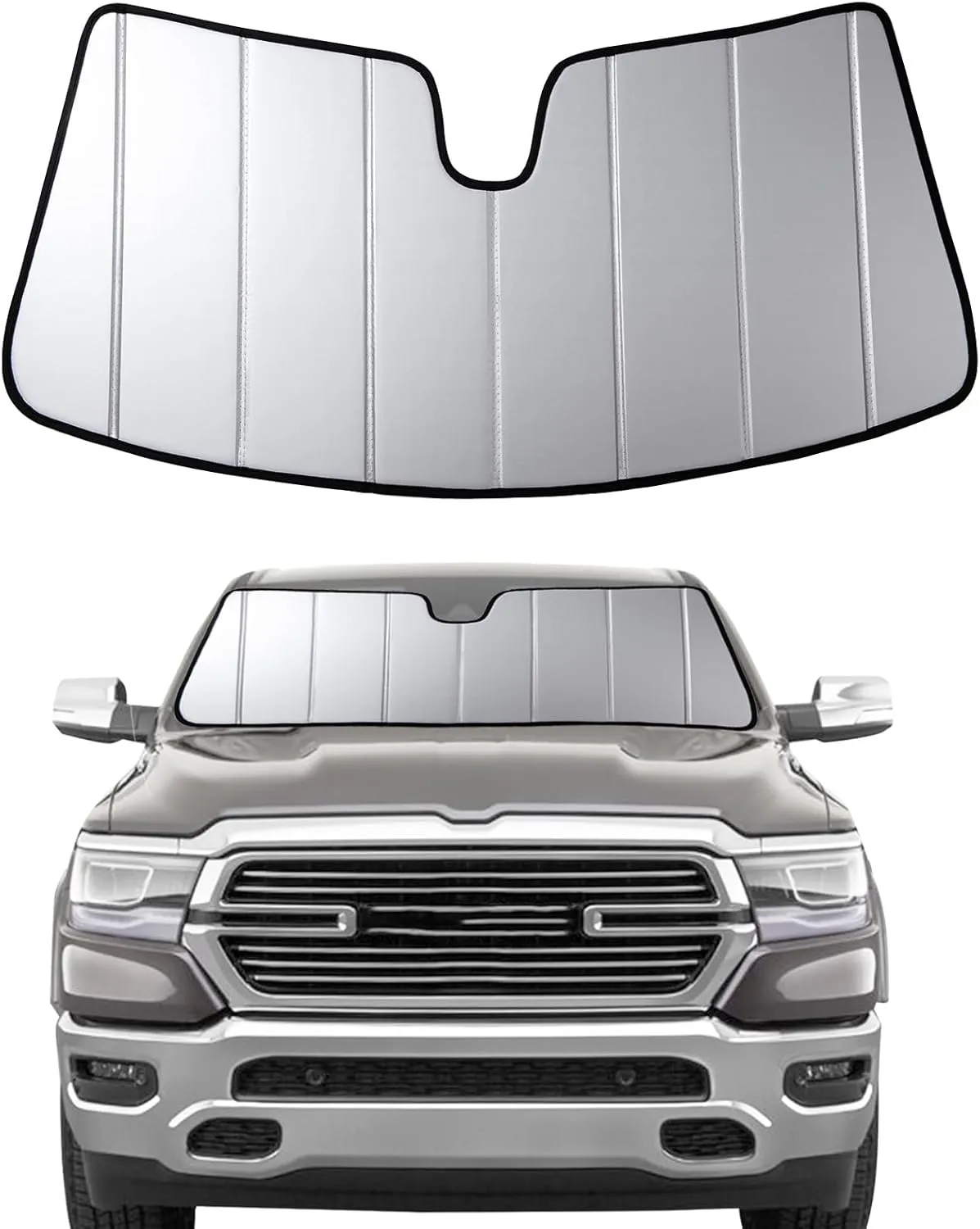 2019-2025 Car Windshield Sun Shade for 2019 2020 2021 2022 2023 2024 2025 Dodge RAM 1500 Automotive Front Window Sunscreen Sunshade