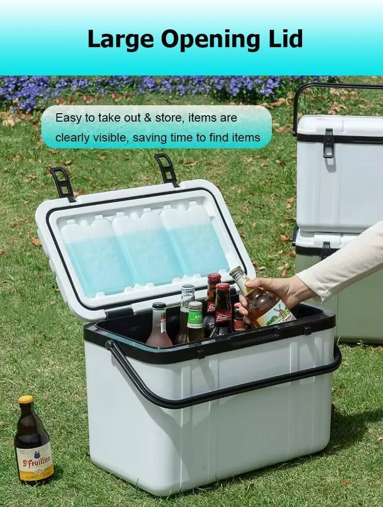 20/36 L Triple-Layered PP Air Tight Drybox Cooler and Small Hard Shell Lunchbox, Insulated Cooler with Handle for Camping Picnic