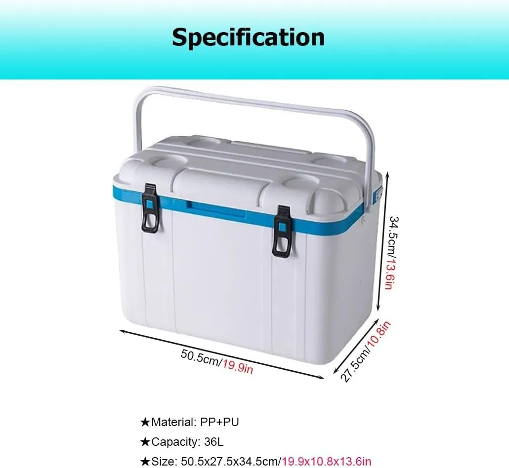20/36 L Triple-Layered PP Air Tight Drybox Cooler and Small Hard Shell Lunchbox, Insulated Cooler with Handle for Camping Picnic