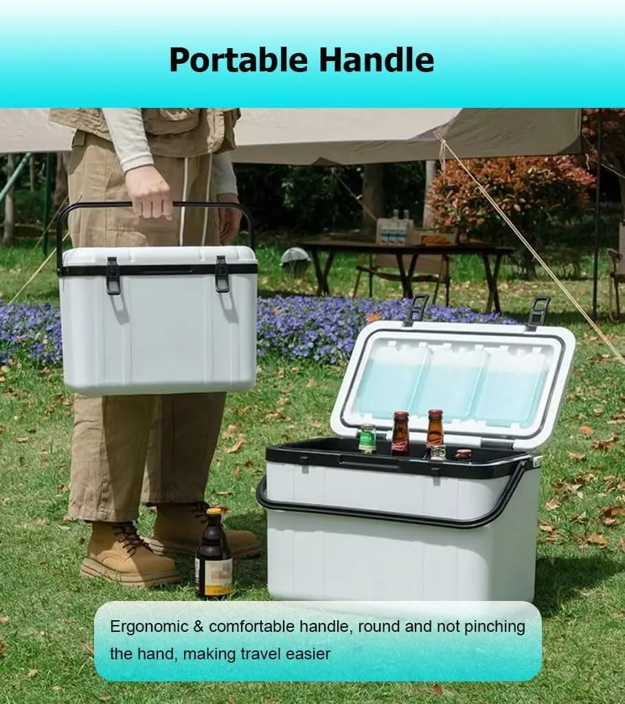 20/36 L Triple-Layered PP Air Tight Drybox Cooler and Small Hard Shell Lunchbox, Insulated Cooler with Handle for Camping Picnic