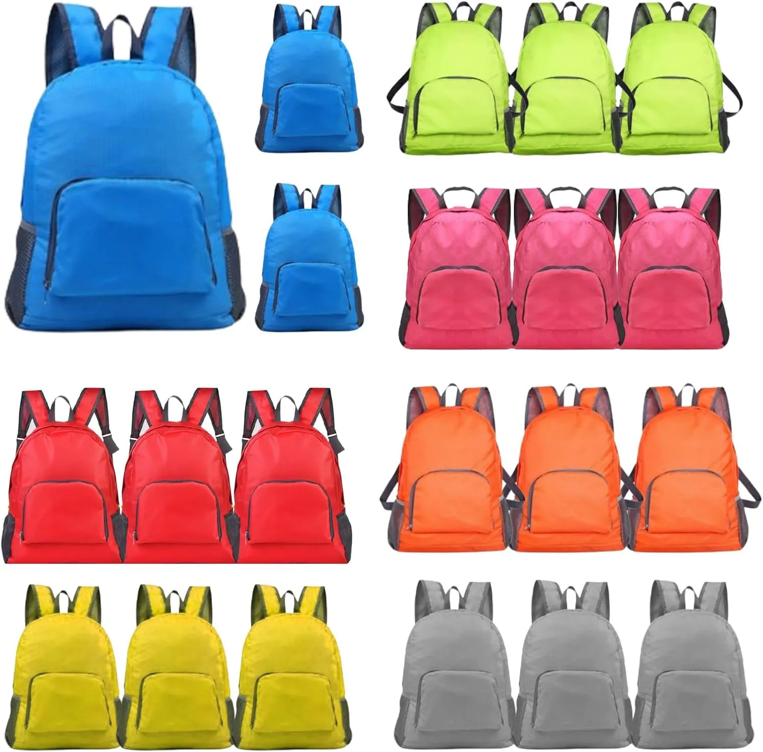 21 Pcs Backpacks in Bulk 17 Inch Foldable Lightweight Backpack Outdoor Travel Book Bag Large Capacity Colorful Classic Back Packs for Adults(7 Colors)