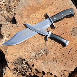 2PC Bowie KNIFE SET 10" and 14" BLACK