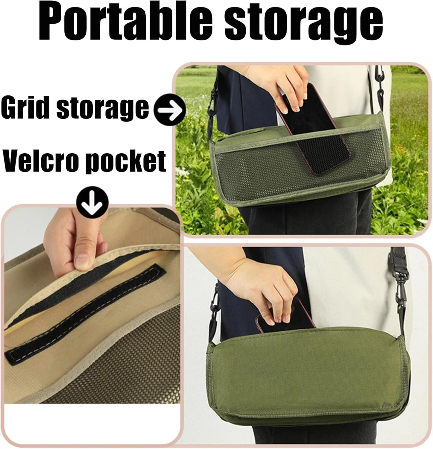 2PCS Foldable Backpack Stool,Portable Ultra Lightweight Mountaineering and Hiking Stools,Compact Outdoor Folding Chair, Sturdy Crossbody Bag Stool,Ideal for Camping,Hold Up to 260lb (Green,Small)