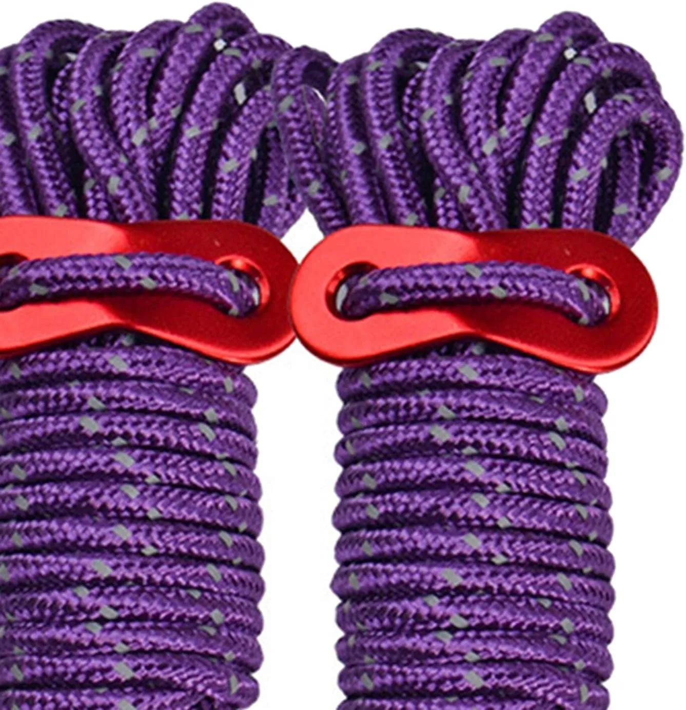 2x4x Reflective Guyline Tent Rope with Adjustable Tensioner, 4m Nylon Camping Cord for Tent, Awning, Canopy, Tarp, Hammock - Purple