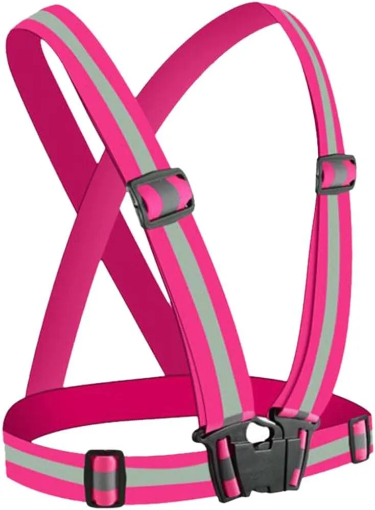 2xElastic Running Reflective Vest Adjustable for Night Walking Cycling Pink