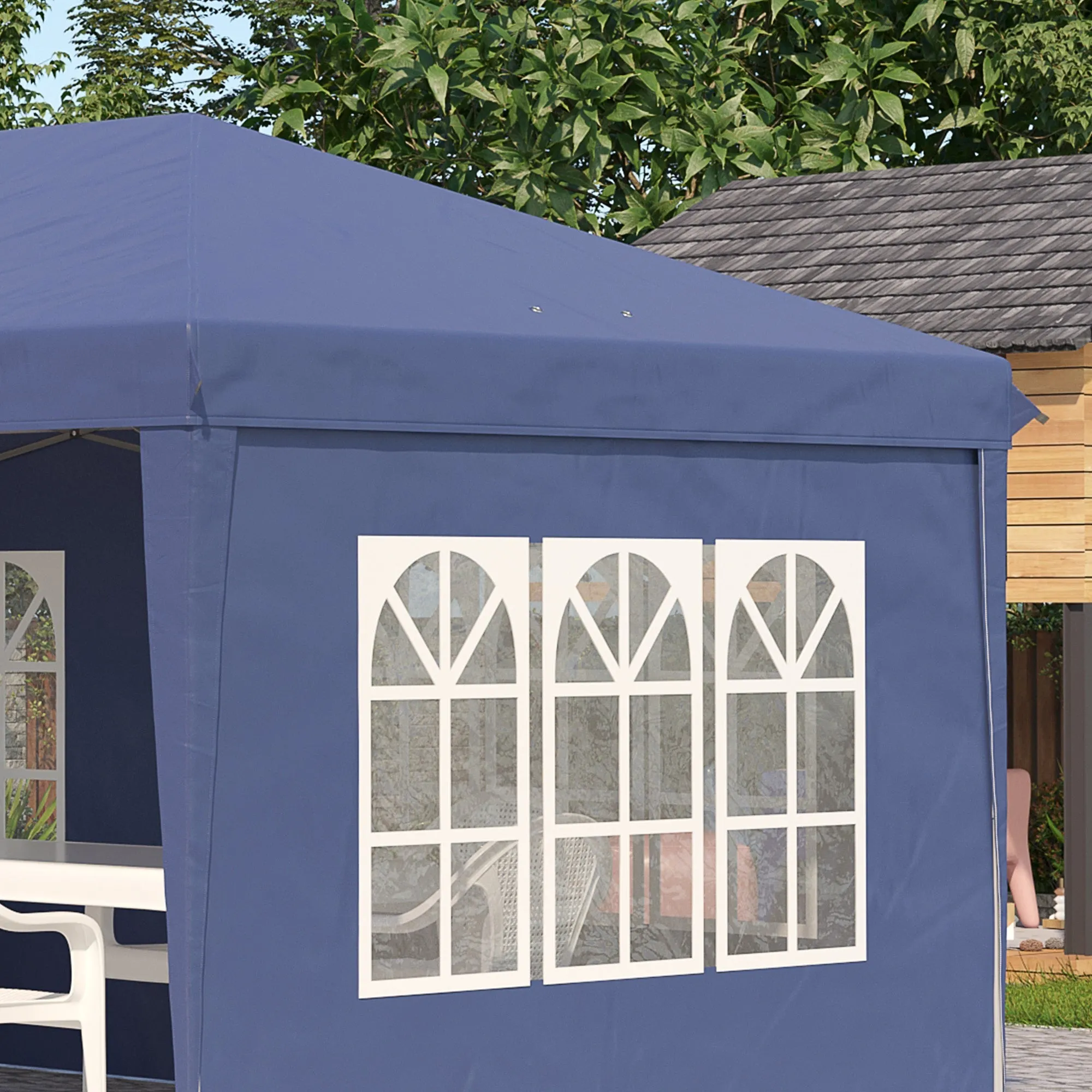3 x 6m Garden Pop Up Gazebo, Height Adjustable Marquee Party Tent with Sidewalls, Storage Bag, Blue