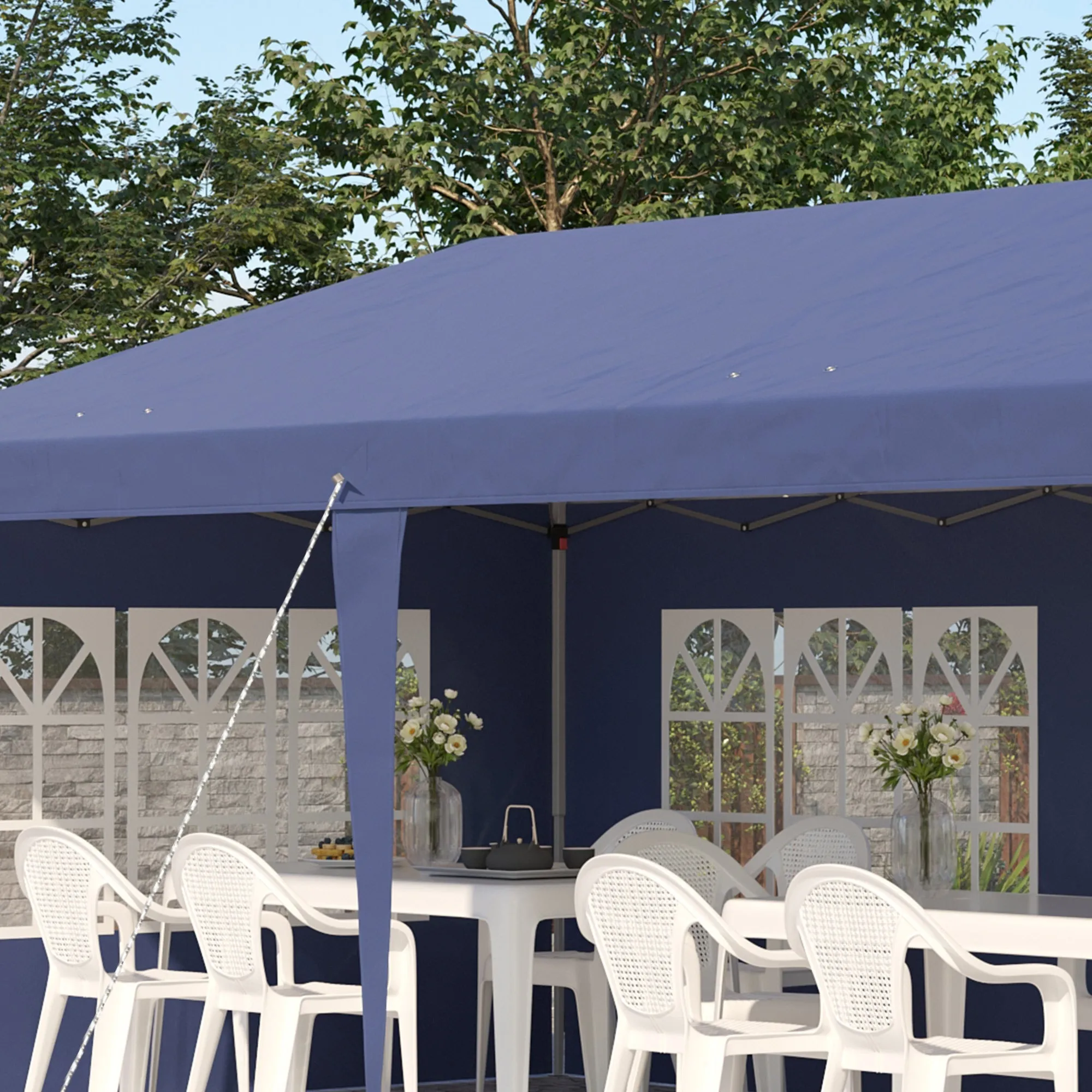 3 x 6m Garden Pop Up Gazebo, Height Adjustable Marquee Party Tent with Sidewalls, Storage Bag, Blue