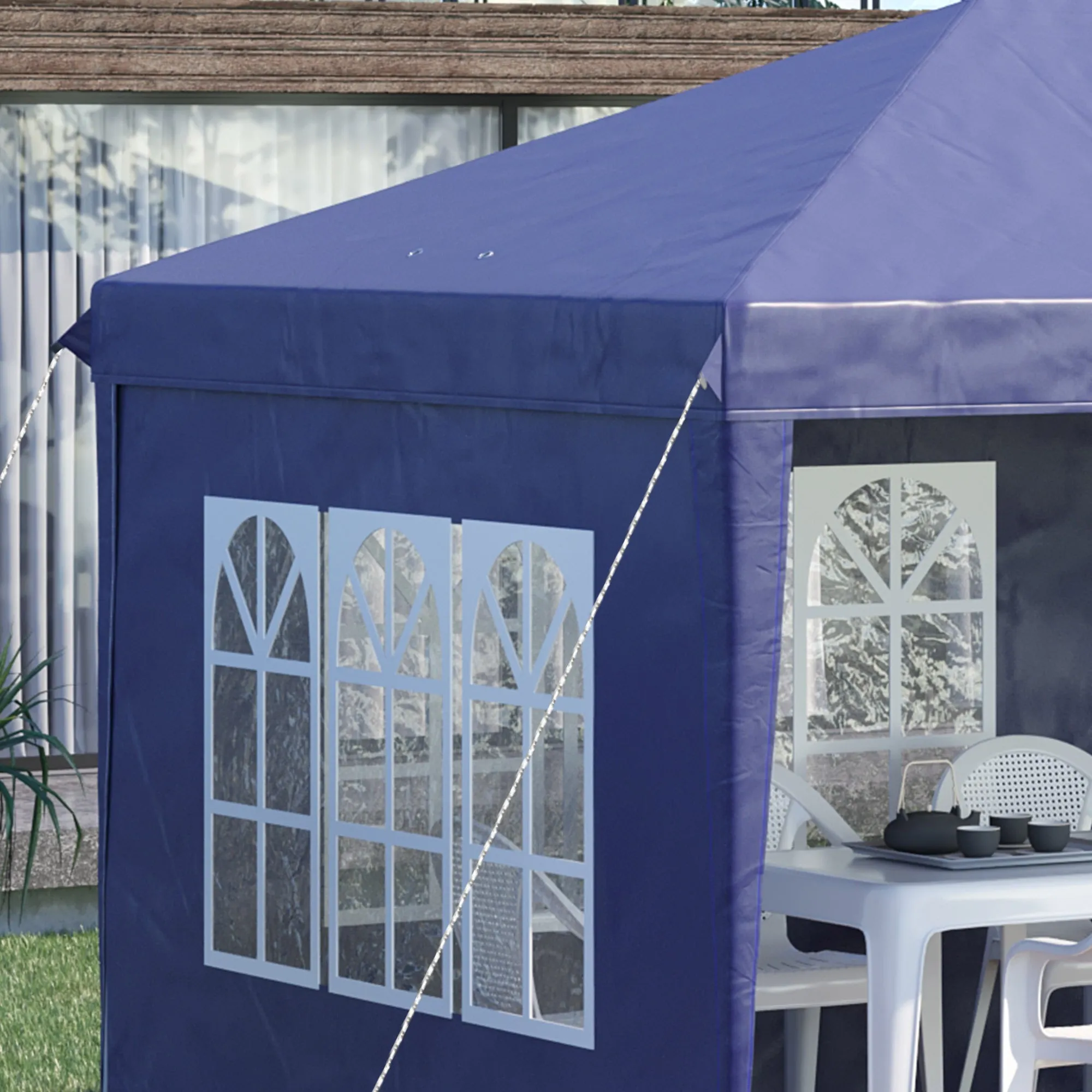 3 x 6m Garden Pop Up Gazebo, Height Adjustable Marquee Party Tent with Sidewalls, Storage Bag, Blue