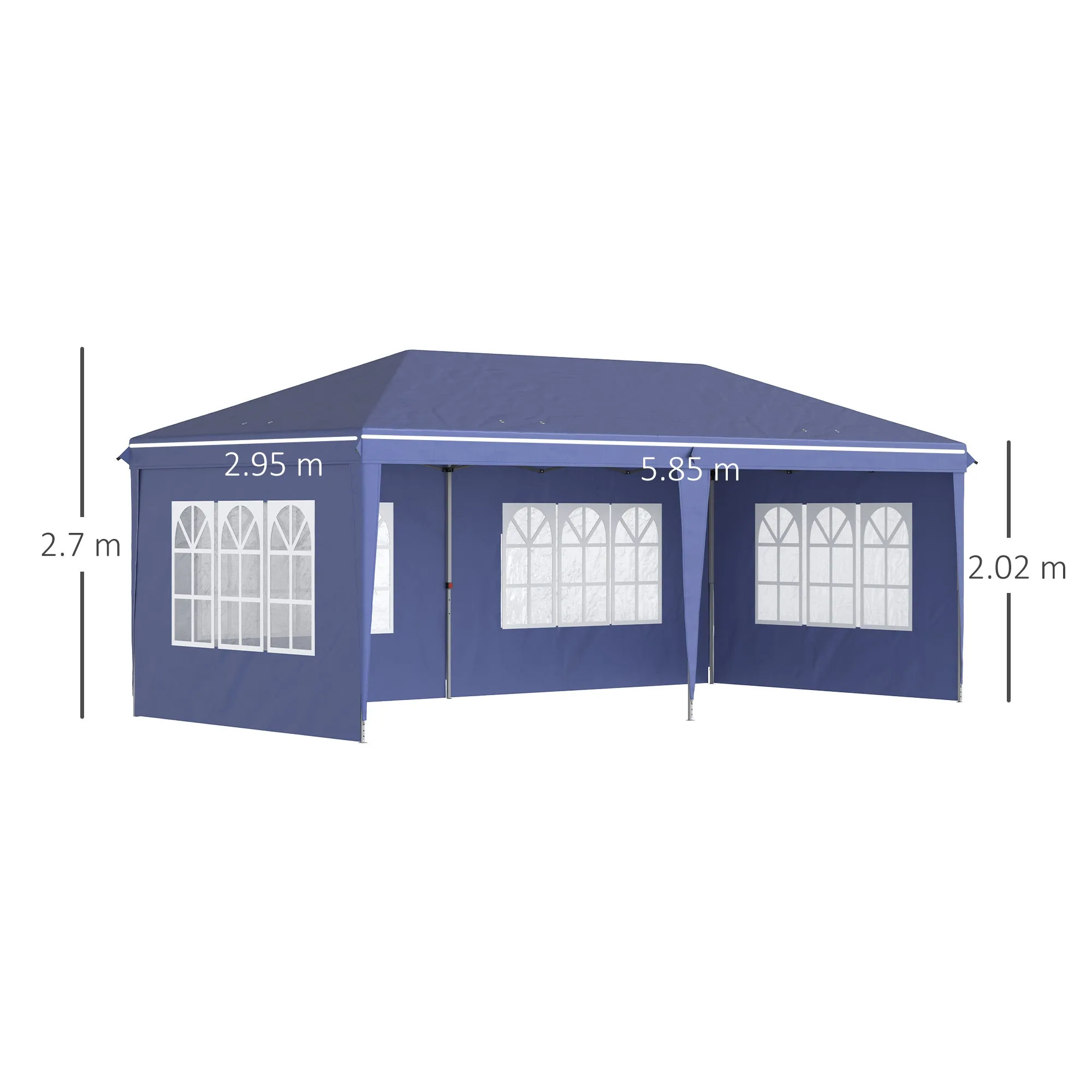3 x 6m Garden Pop Up Gazebo, Height Adjustable Marquee Party Tent with Sidewalls, Storage Bag, Blue