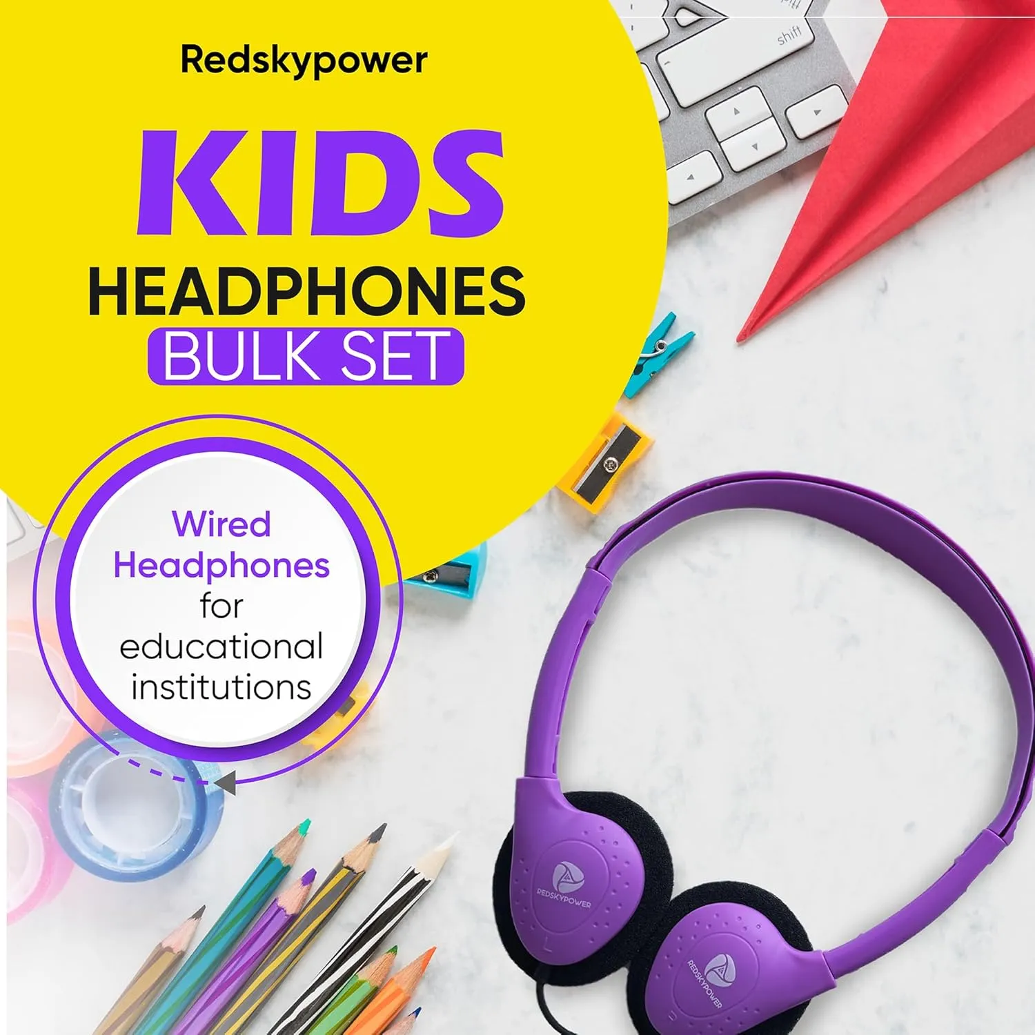 30 Pack Bulk Wired Headphones, On Ear with 3.5mm Jack, 4ft Tangle Free Cable, Comfortable Fit, Affordable and Cost Effective, Ideal for School Classroom Testing Students Events Groups, Mix