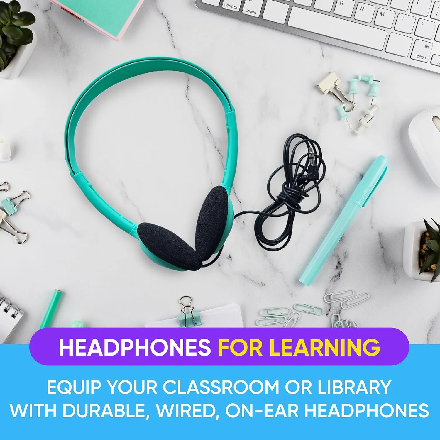 30 Pack Bulk Wired Headphones, On Ear with 3.5mm Jack, 4ft Tangle Free Cable, Comfortable Fit, Affordable and Cost Effective, Ideal for School Classroom Testing Students Events Groups, Mix