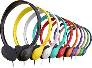 30 Pack Bulk Wired Headphones, On Ear with 3.5mm Jack, 4ft Tangle Free Cable, Comfortable Fit, Affordable and Cost Effective, Ideal for School Classroom Testing Students Events Groups, Mix