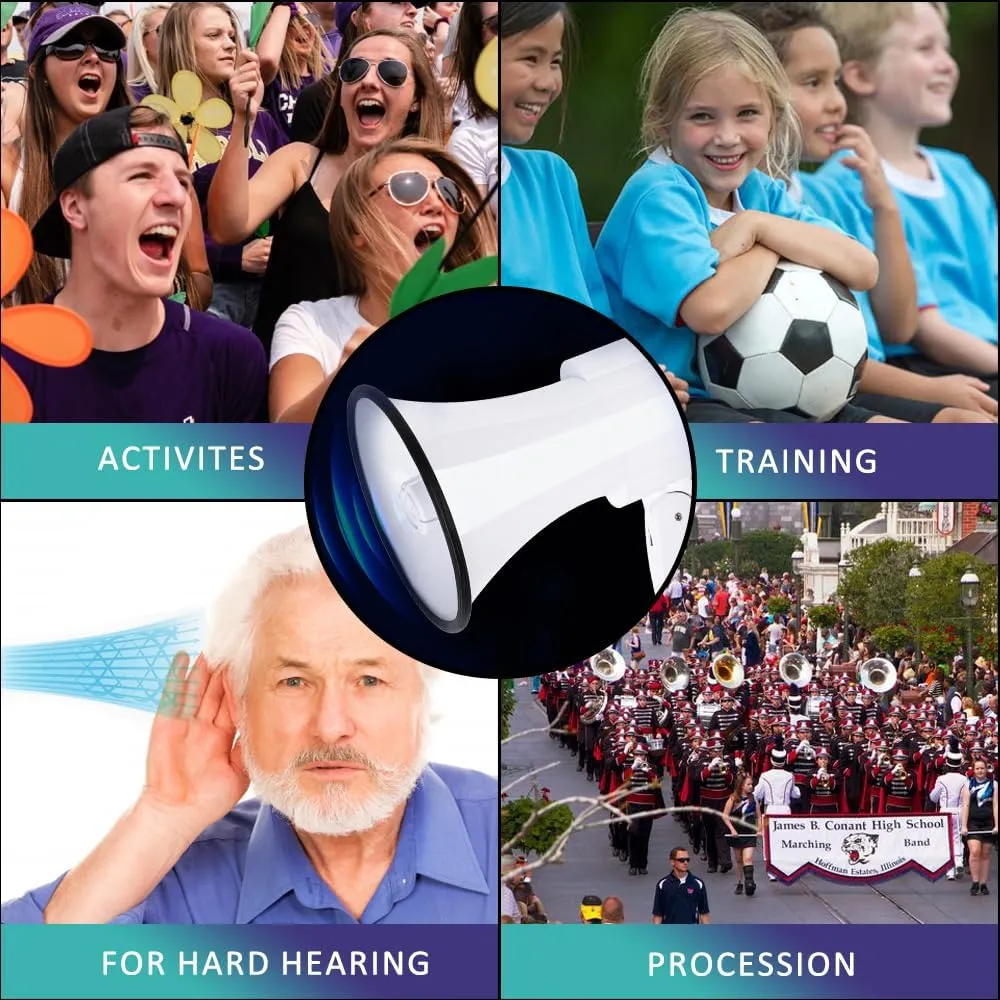 30 Watt Power Portable Megaphone Bullhorn Speaker Voice, Siren/Alarm and 240S Recording with Volume Control and Strap