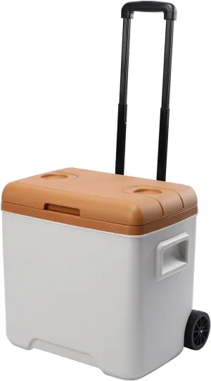 32 Qt Cooler with Wheels, Ice Chests Portable Camping Cooler-2 Cup Holders, 4 Inch Wheels & Retractable Handle for Car Fridge for RV, Truck, Van, Camping, Travel, Outdoor(30L)