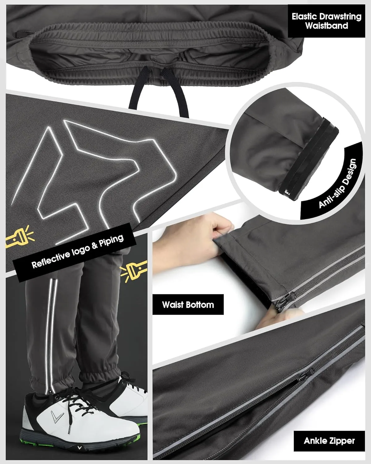 33,000ft Men's Waterproof Cycling Pants, Windproof Breathable Athletic Mountain Bike Pants Running Hiking Sweatpants Sports