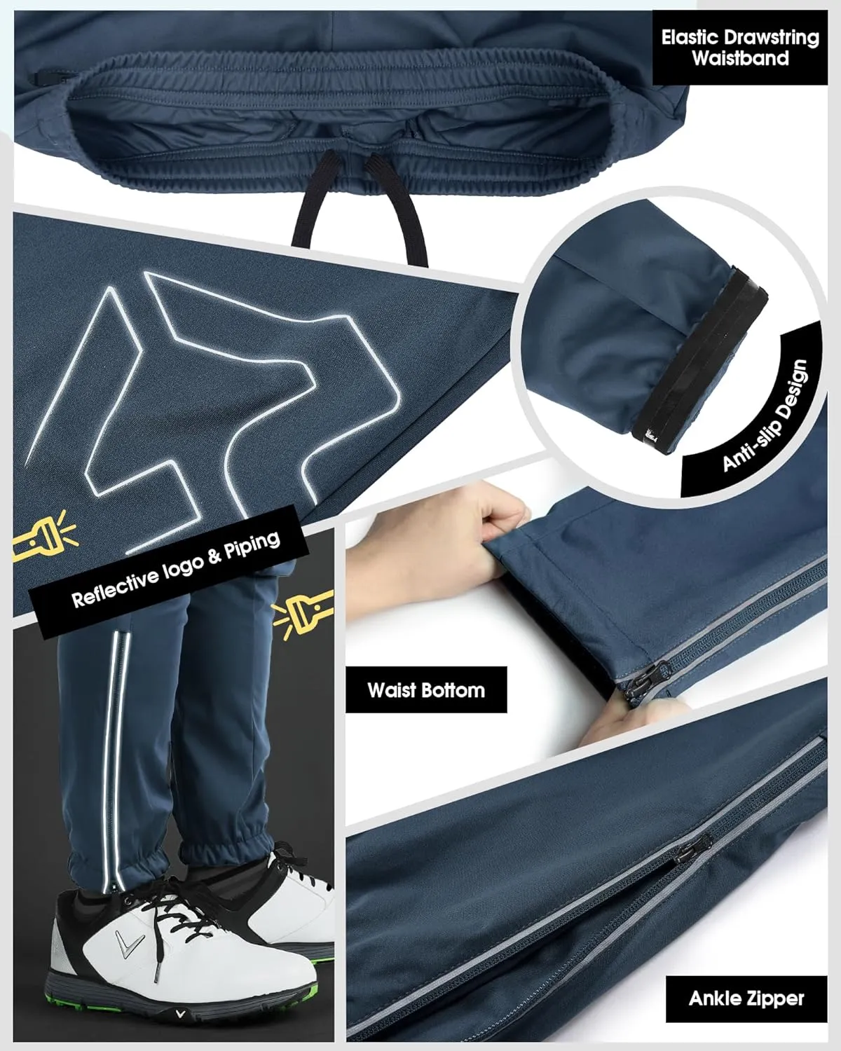 33,000ft Men's Waterproof Cycling Pants, Windproof Breathable Athletic Mountain Bike Pants Running Hiking Sweatpants Sports