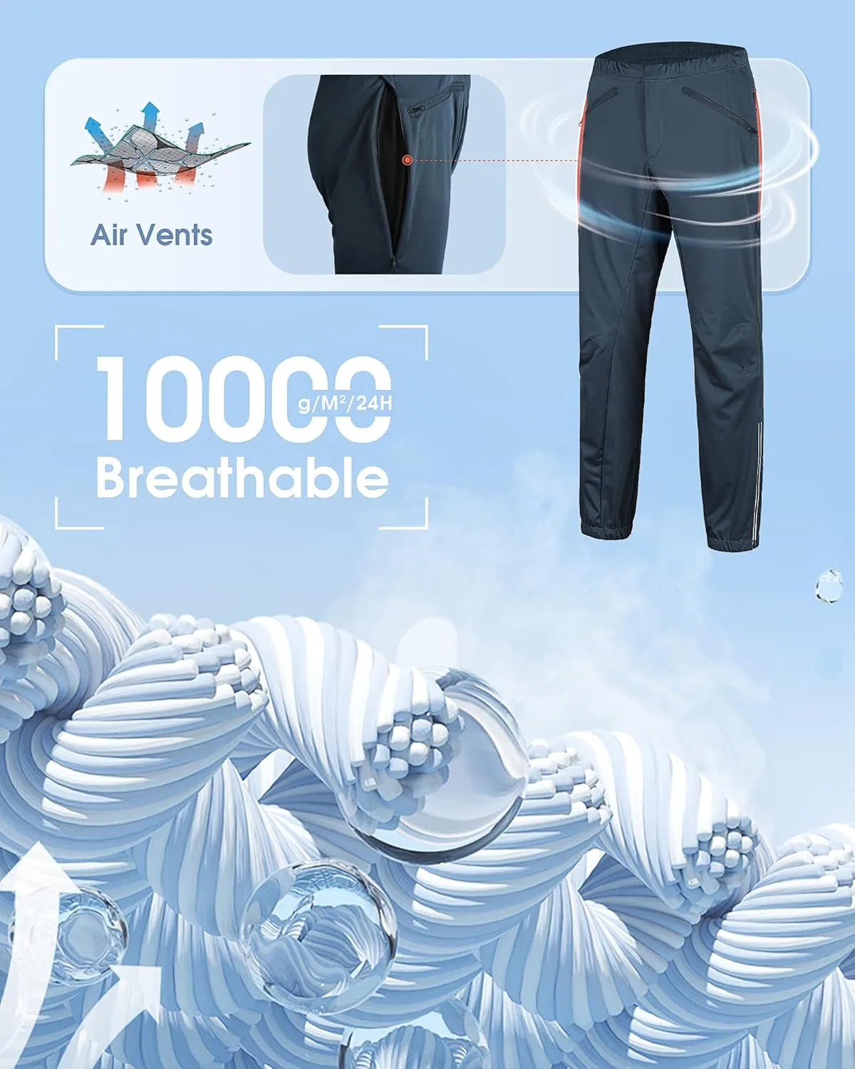 33,000ft Men's Waterproof Cycling Pants, Windproof Breathable Athletic Mountain Bike Pants Running Hiking Sweatpants Sports