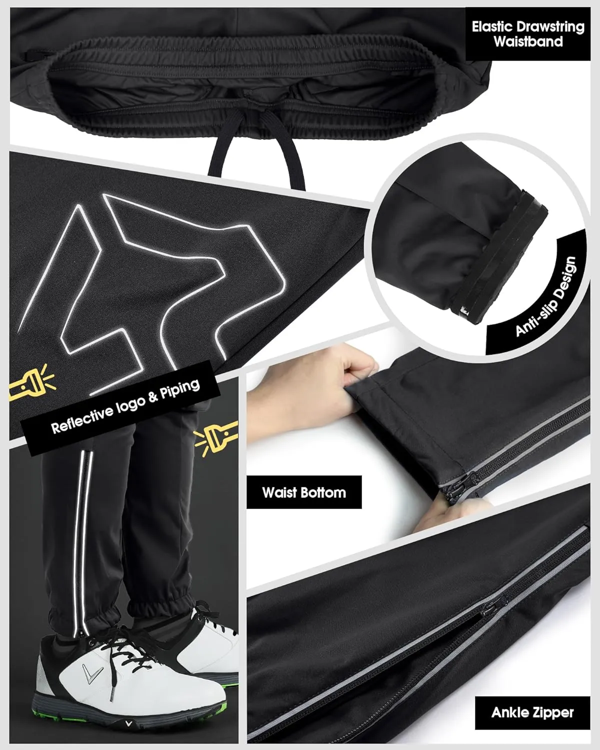33,000ft Men's Waterproof Cycling Pants, Windproof Breathable Athletic Mountain Bike Pants Running Hiking Sweatpants Sports