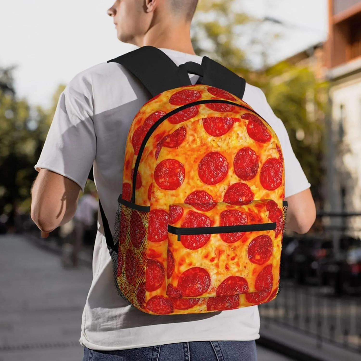 3d Pizza Pepperoni Print Backpack For Men And Women Lightweight Backpack Casual Daypack For Workplace Travel