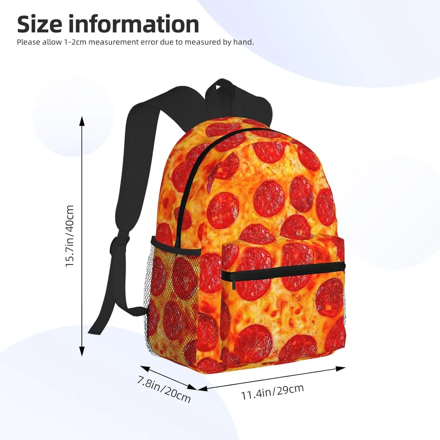 3d Pizza Pepperoni Print Backpack For Men And Women Lightweight Backpack Casual Daypack For Workplace Travel