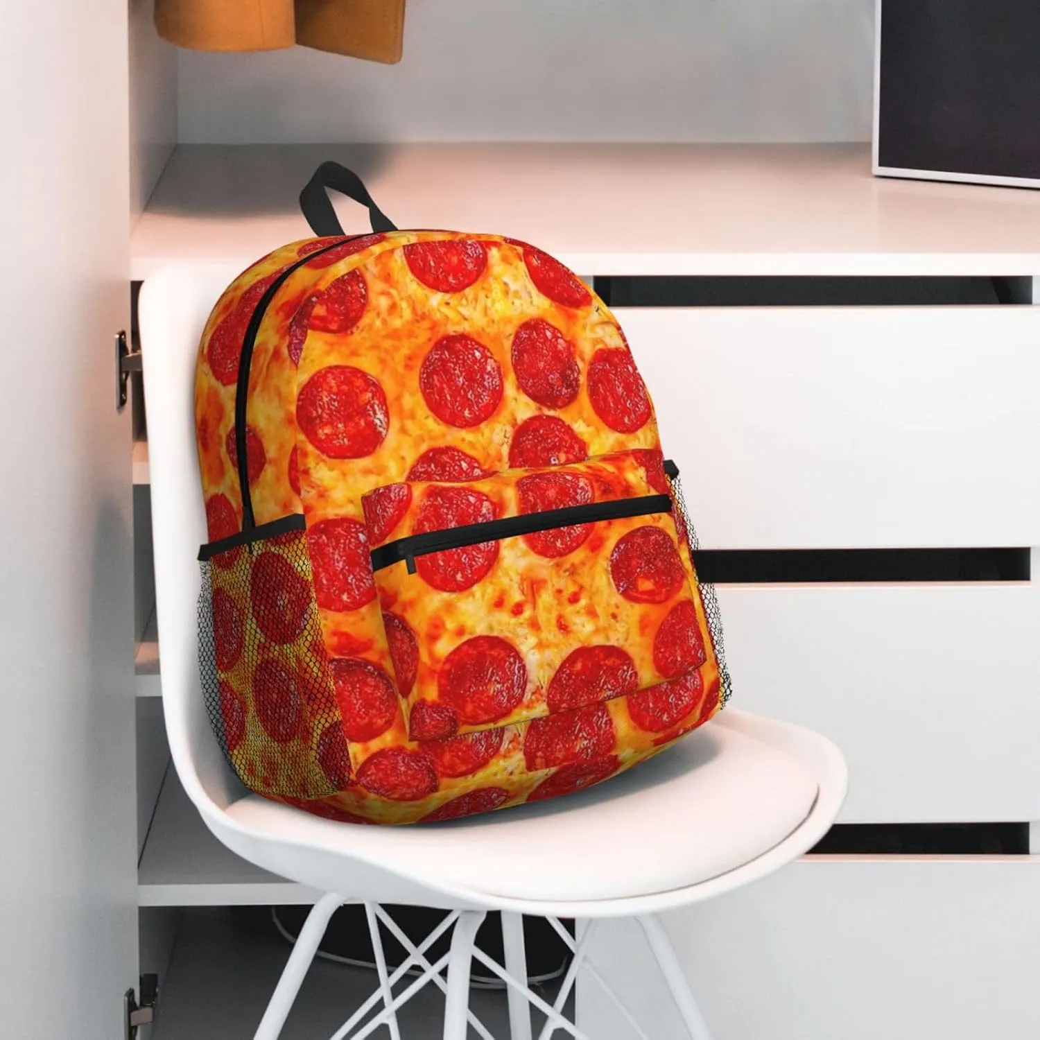 3d Pizza Pepperoni Print Backpack For Men And Women Lightweight Backpack Casual Daypack For Workplace Travel