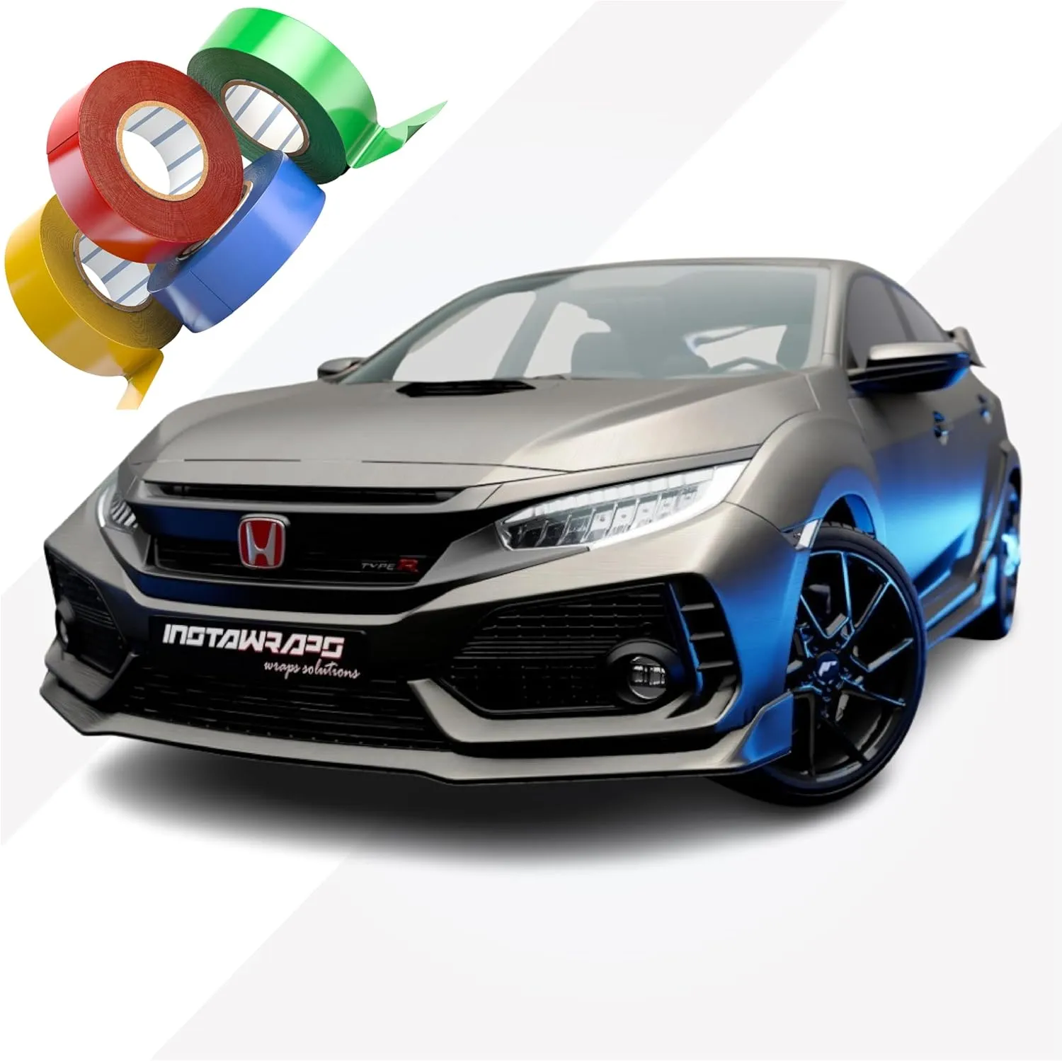 3M Chrome Delete Tape Stripe | Vinyl Film Car Wrap Custom Stripes | Brushed Titanium | BR230 | 23" x 25ft | Instawraps Heat Resistance Pro Wrapping Glove - Included