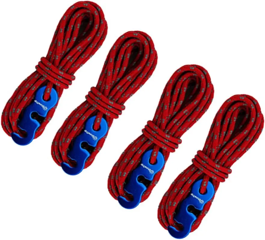 4 Pcs Reflective Nylon Paracord Tent Guyline Rope for Tent with Hook for Tent Camping Climbing Backpacking Hiking 3mm (Yellow)