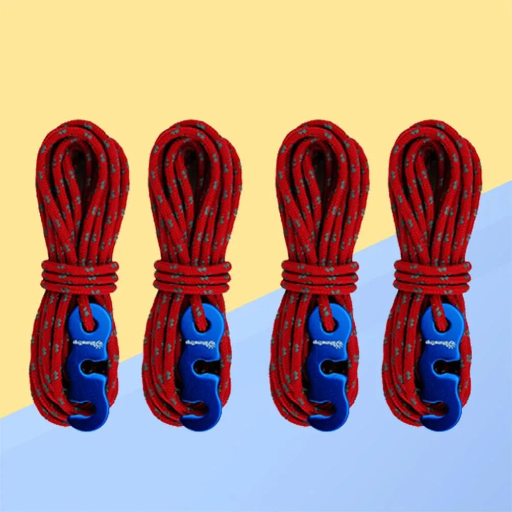 4 Pcs Reflective Nylon Paracord Tent Guyline Rope for Tent with Hook for Tent Camping Climbing Backpacking Hiking 3mm (Yellow)