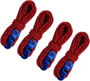 4 Pcs Reflective Nylon Paracord Tent Guyline Rope for Tent with Hook for Tent Camping Climbing Backpacking Hiking 3mm (Yellow)