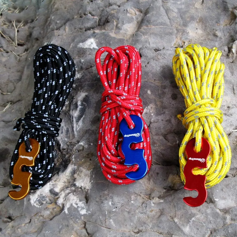 4 Pcs Reflective Nylon Paracord Tent Guyline Rope for Tent with Hook for Tent Camping Climbing Backpacking Hiking 3mm (Yellow)