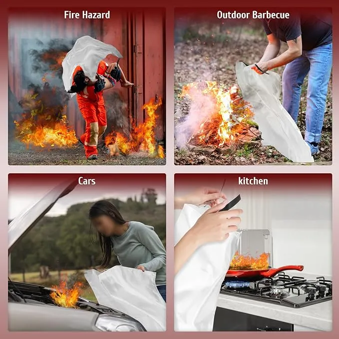 40" x 40" Emergency Fire Blanket, Fire Extinguishing Blanket, Flame Retardant Blanket for Home, Kitchen, Camping, BBQ, Car, Gas Station, School, Office, Warehouse, Fireplace Fire Blanket (1 Pack)